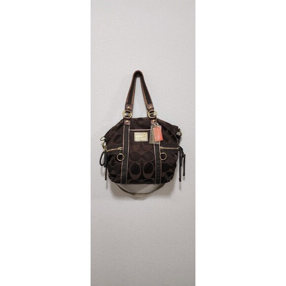 COACH POPPY DAISY #13843 Spotlight Dark Brown Pocket Tote Bag Purse - Picture 1 of 12